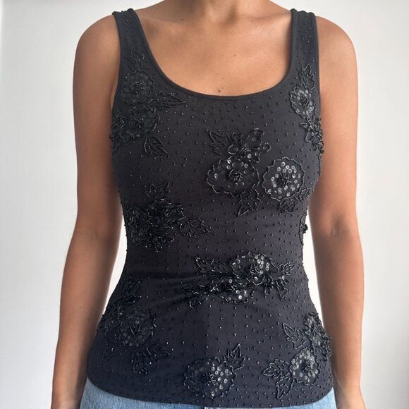 NEW Vivienne Tam black beaded tank top
